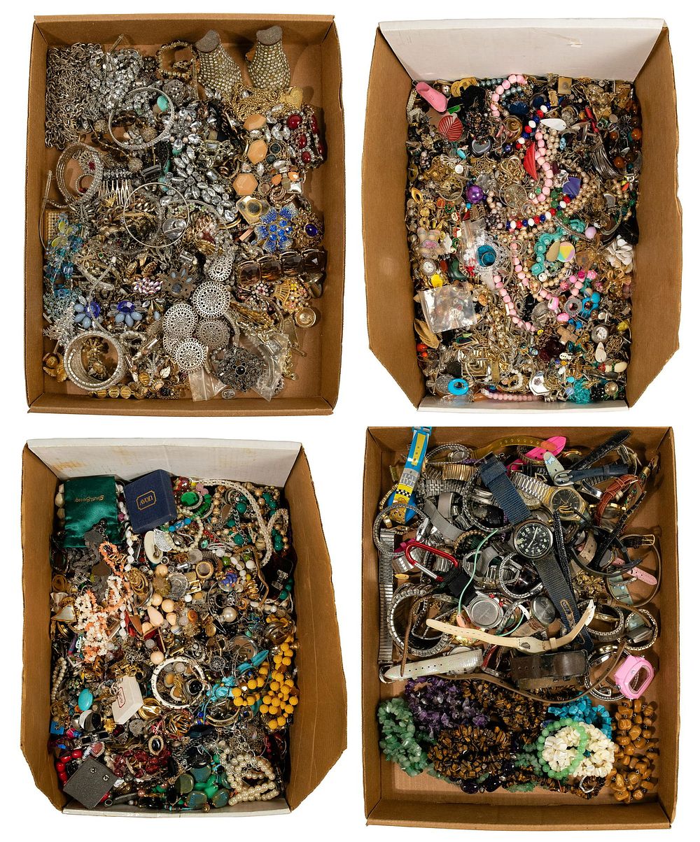 Lot 182: Semi-Precious Gemstone, Rhinestone and Costume Jewelry Assortment