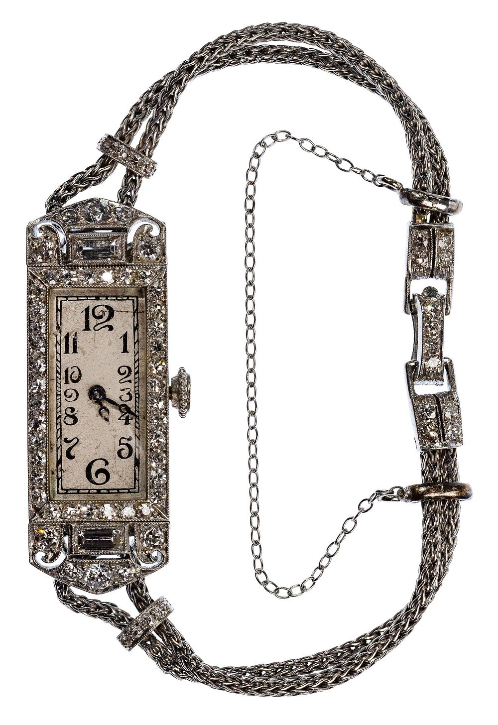 Lot 188: C H Meylan Platinum and Diamond Case and Band Wristwatch