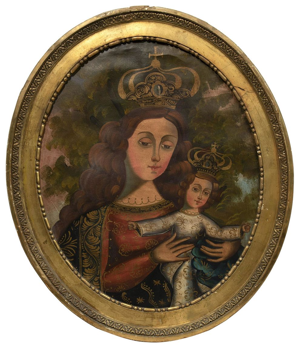 Lot 208: Spanish Colonial 'Our Lady of Refuge' Oil on Canvas