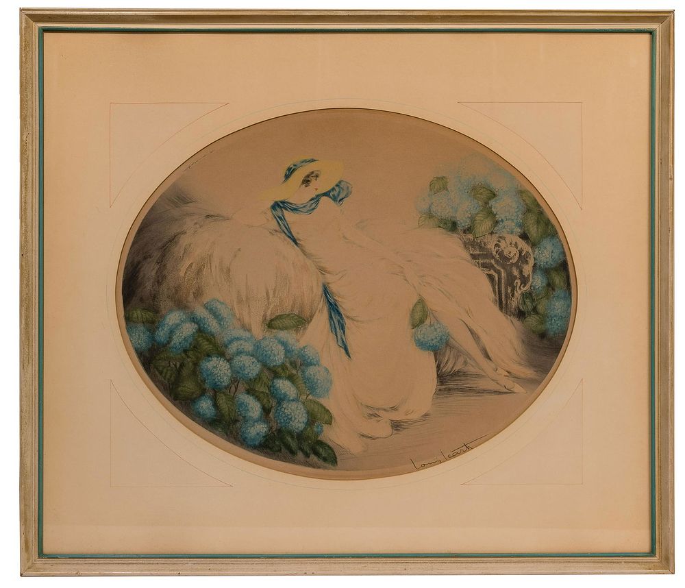 Lot 226: Louis Icart (French, 1888-1950) 'Hydrangeas' Etching and Aquatint