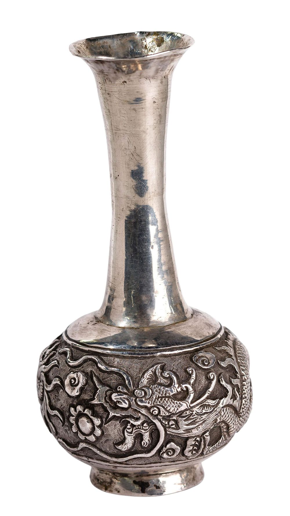 Lot 243: Chinese Silver Dragon Vase