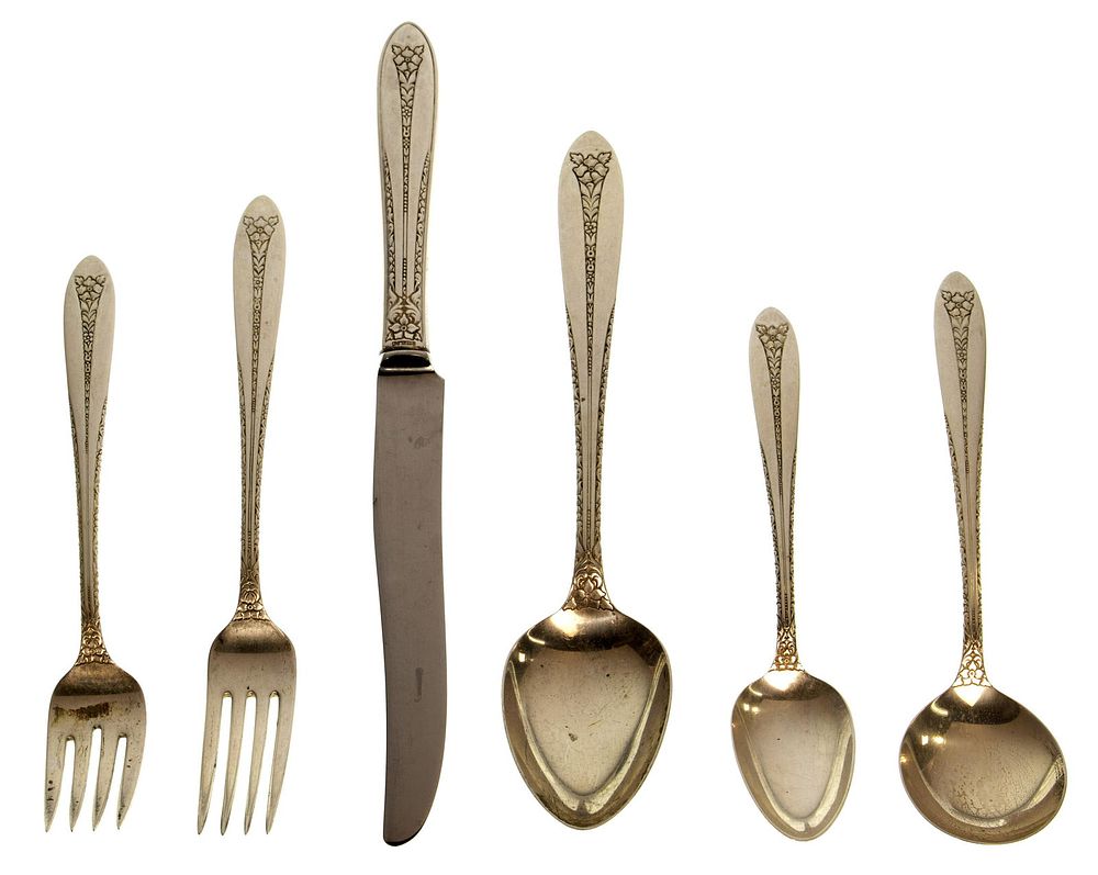 Lot 247: National Silver 'Margaret Rose' Sterling Silver Flatware