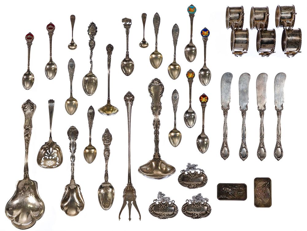 Lot 248: Sterling Silver Flatware and Napkin Ring Assortment
