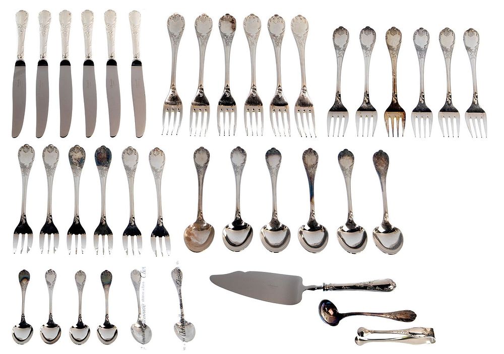 Lot 260: Christofle 'Marly' Silverplate Flatware Service