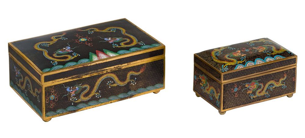 Lot 272: Asian Cloisonne Lidded Boxes