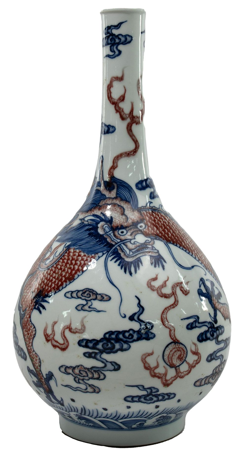 Lot 278: Chinese Blue and White Porcelain 'Dragon' Bottle Vase