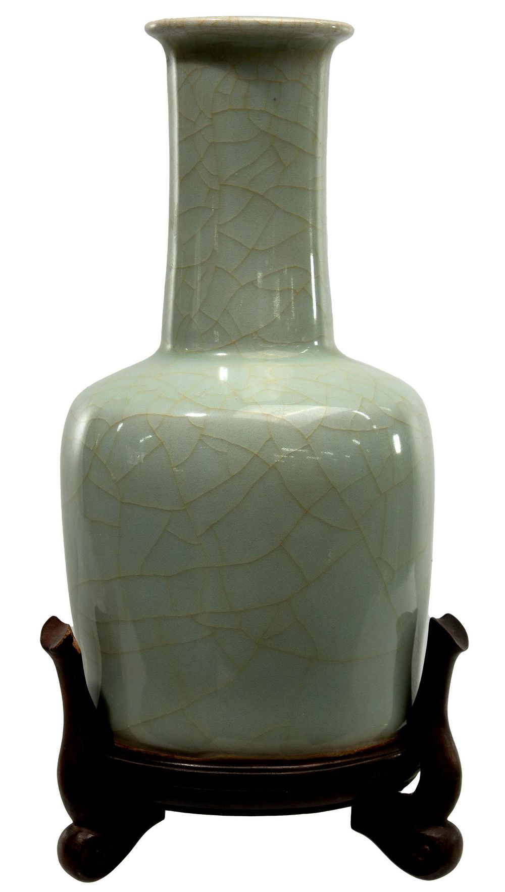 Lot 290: Chinese Celadon Crackle Glazed Mallet Vase