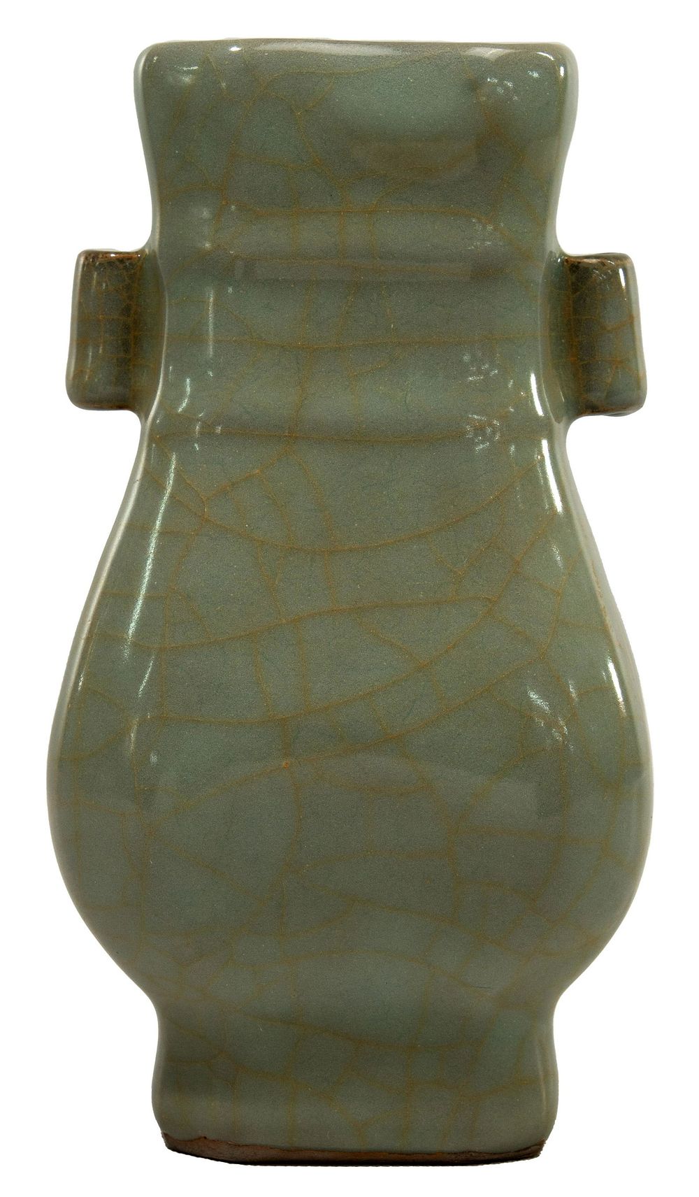 Lot 291: Chinese Celadon Crackle Glazed Porcelain Hu Vase