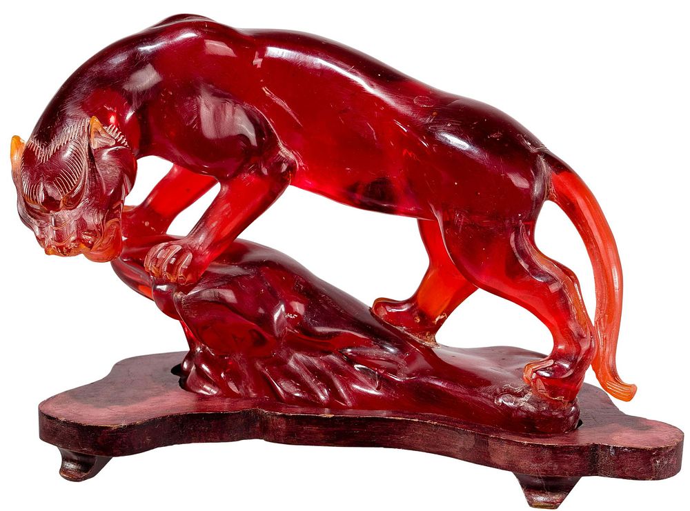 Lot 296: Chinese Cherry Amber Style Resin Panther