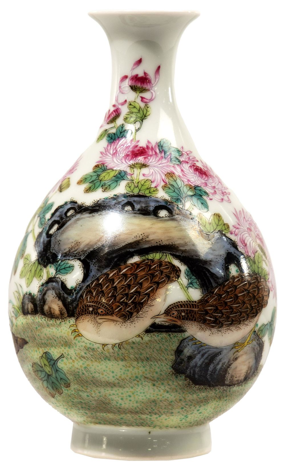 Lot 304: Chinese Famille Rose Porcelain Yuhuchunping Form Vase