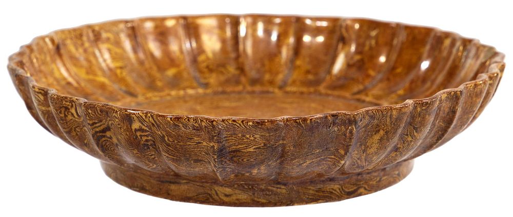 Lot 312: Chinese Marbled Mixed-Clay Ware Shallow Bowl