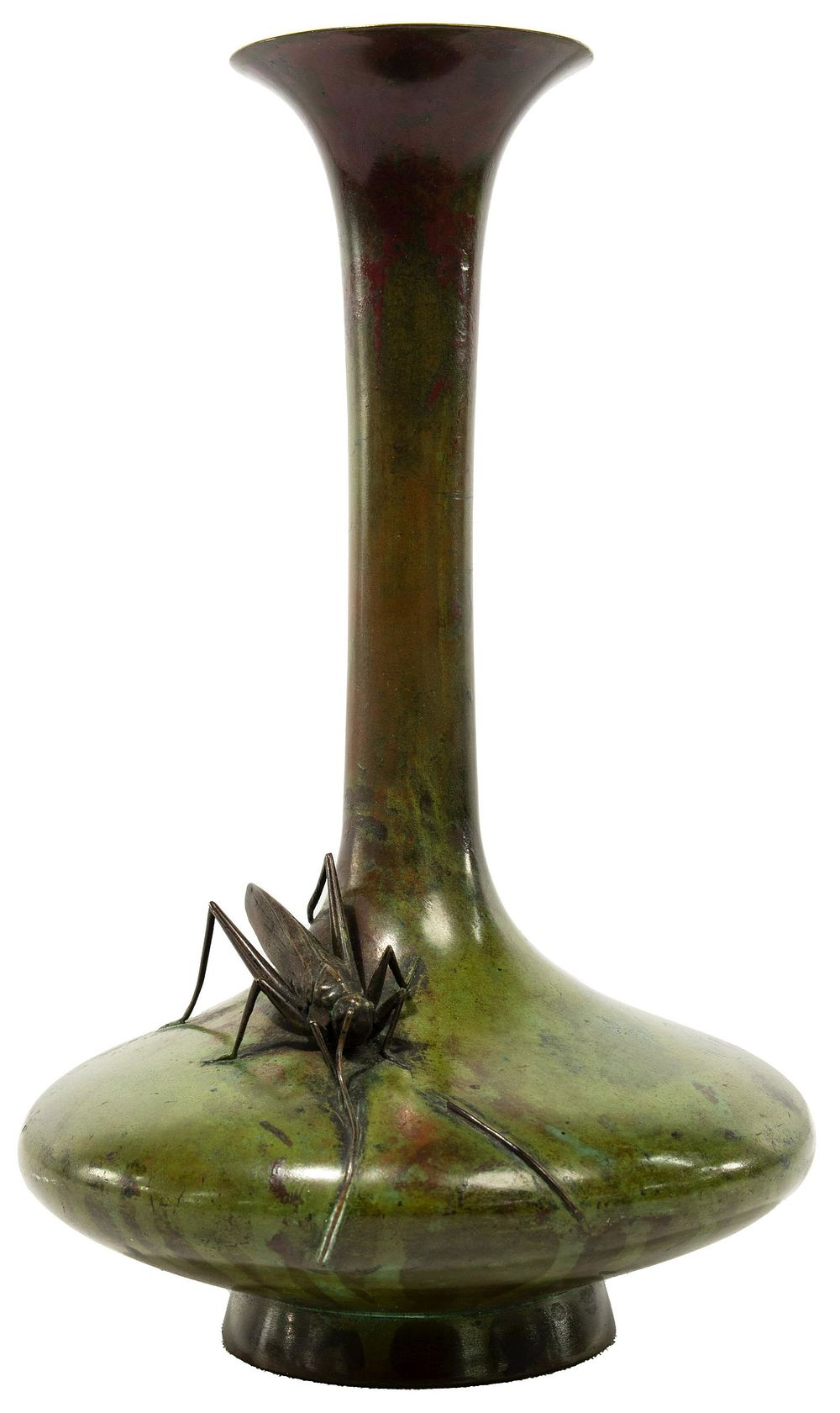 Lot 321: Japanese Bronze Grasshopper Vase