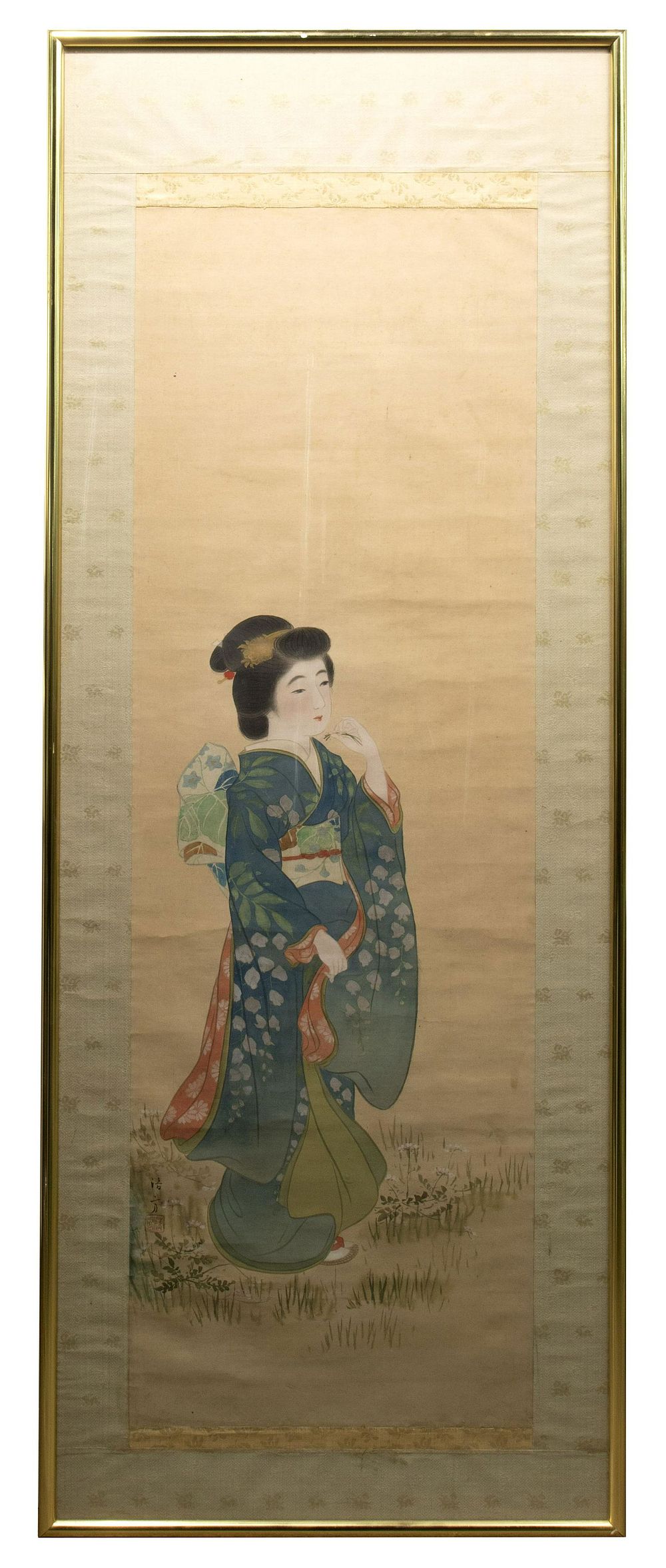 Lot 335: Asian Painted Silk Scroll