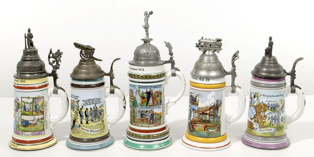 Lot 367: Lithophane Porcelain Stein Assortment