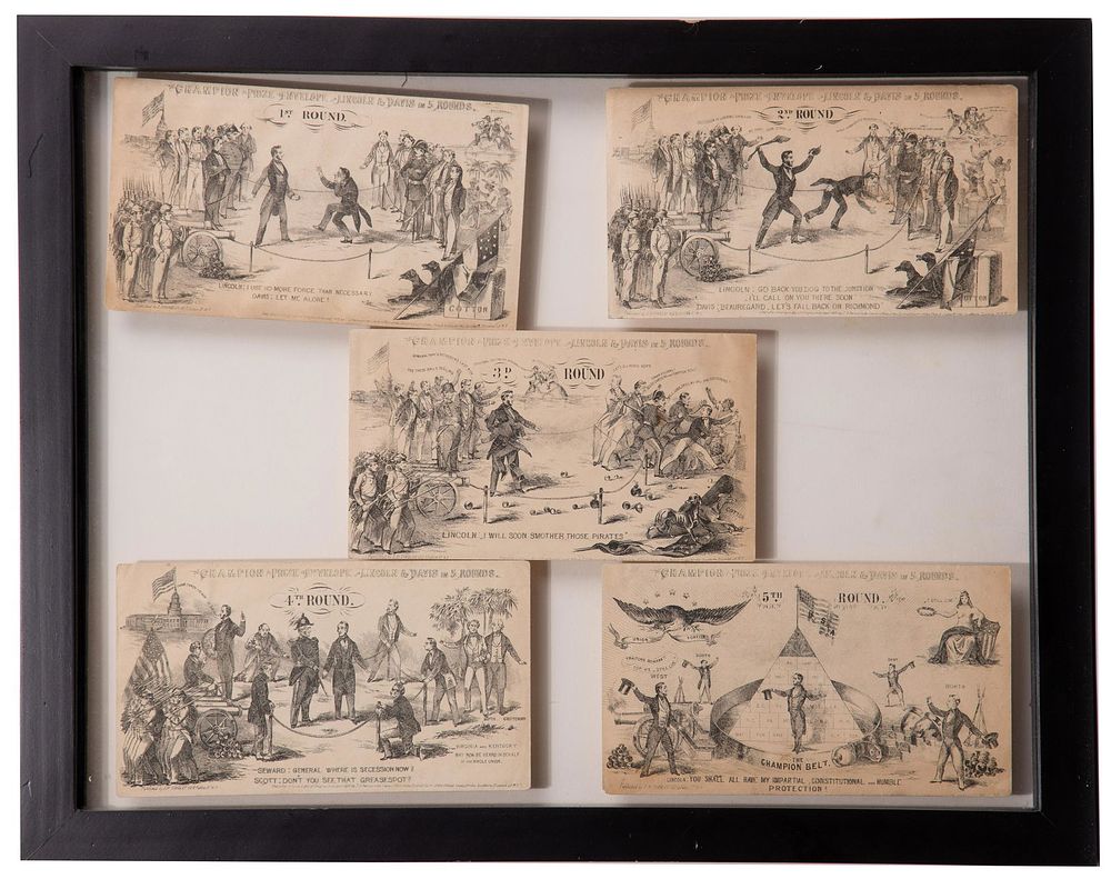 Lot 391: 'Lincoln and Davis in Five Rounds' Postal Covers