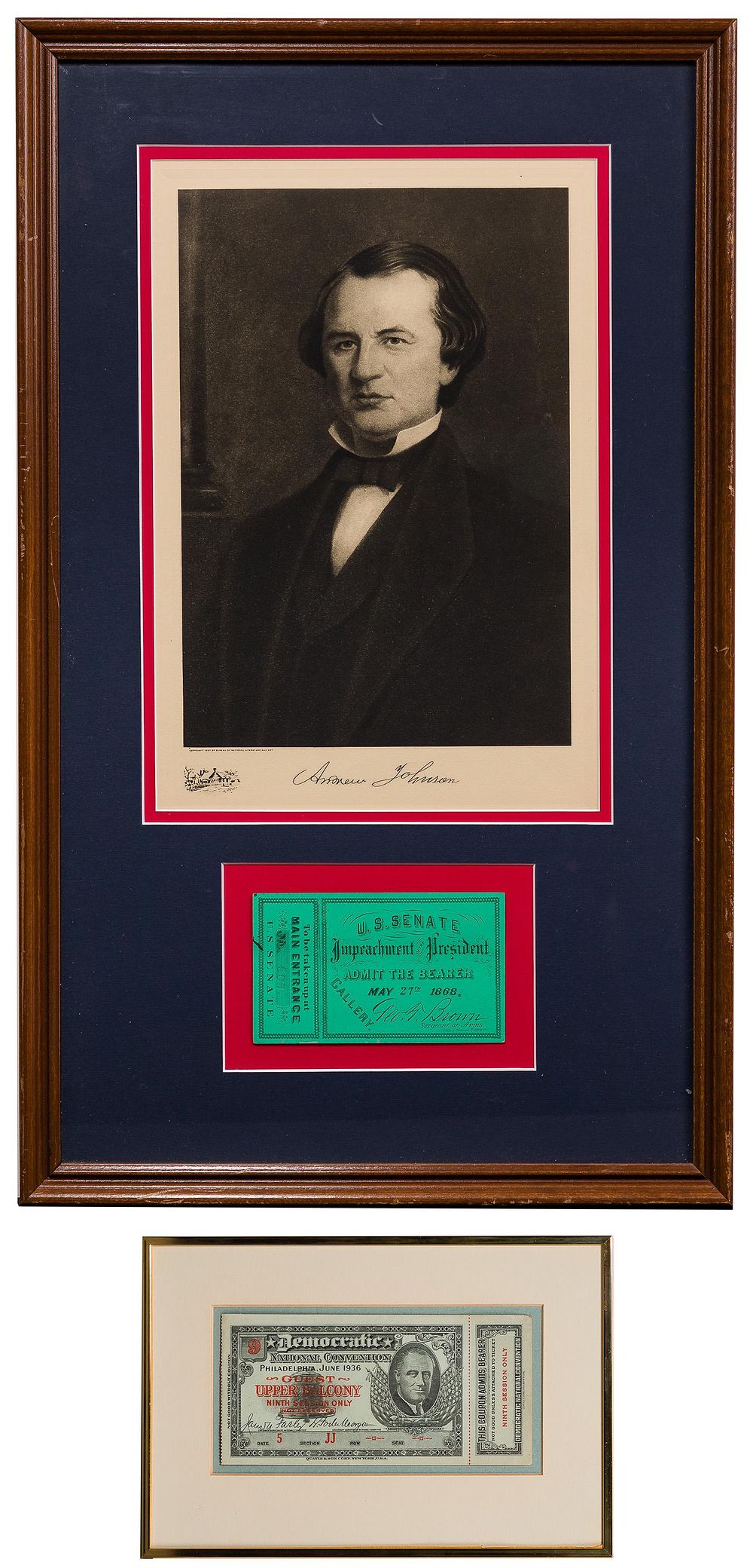 Lot 398: Andrew Johnson Impeachment Ticket