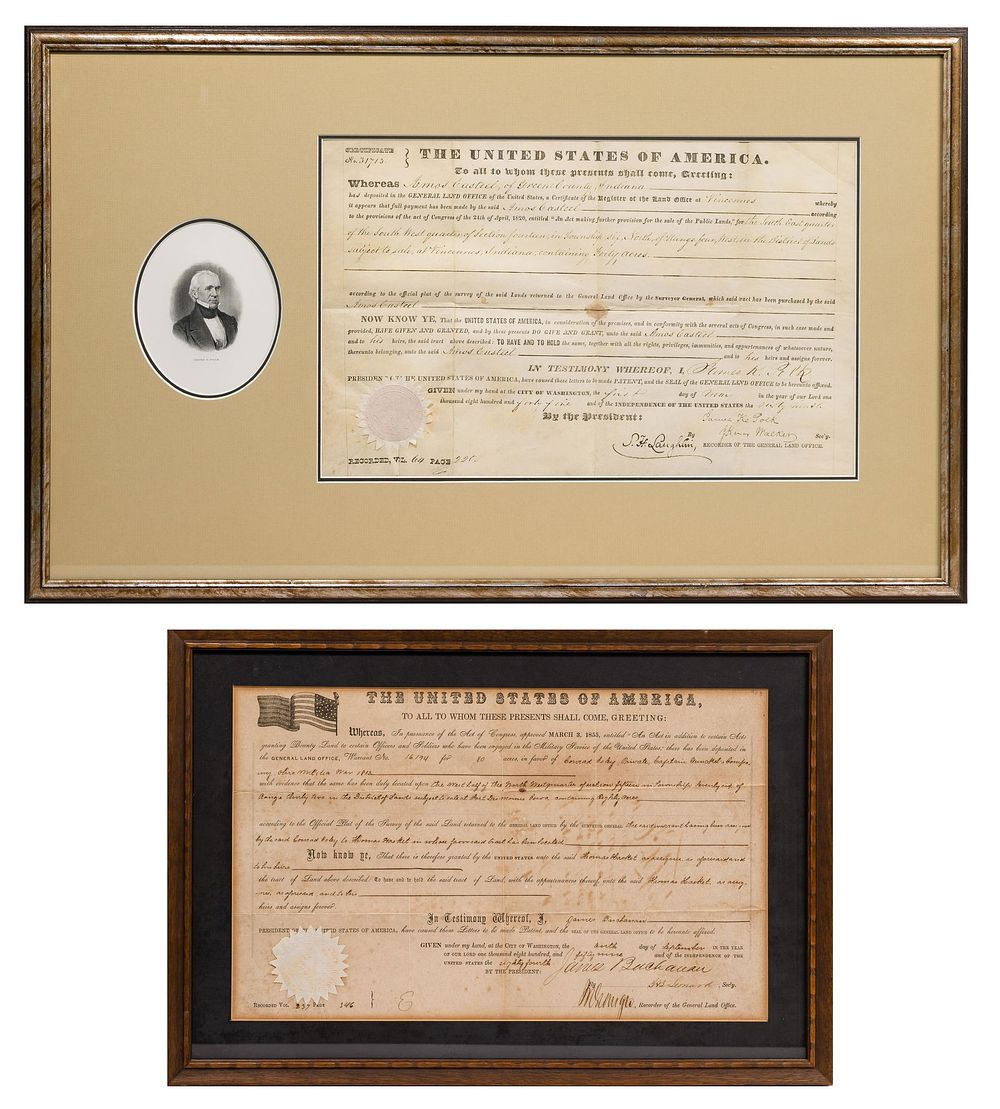 Lot 400: Buchanan and Polk Signed Land Grants