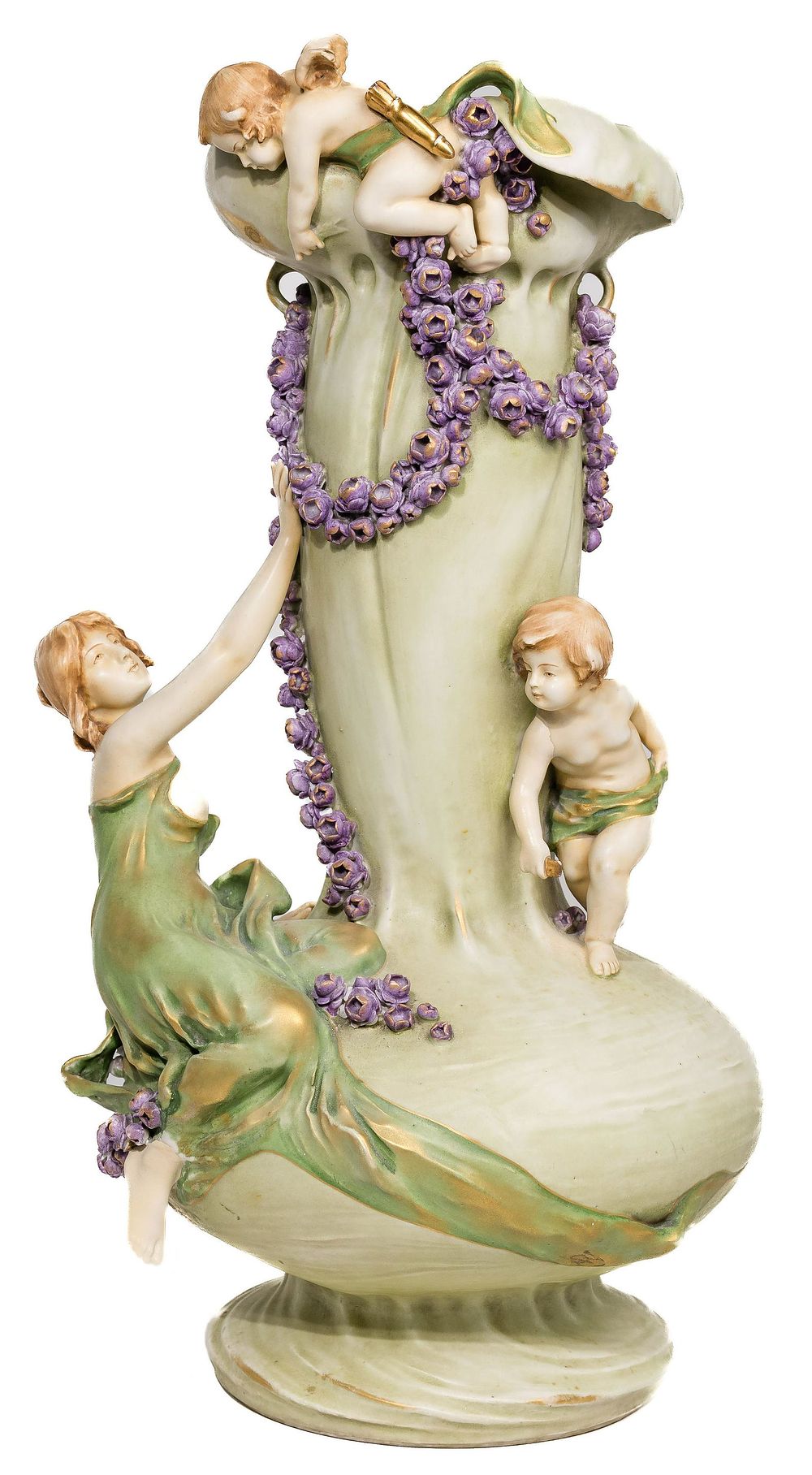 Lot 458: Imperial Amphora Pottery Figural and Floral Vase
