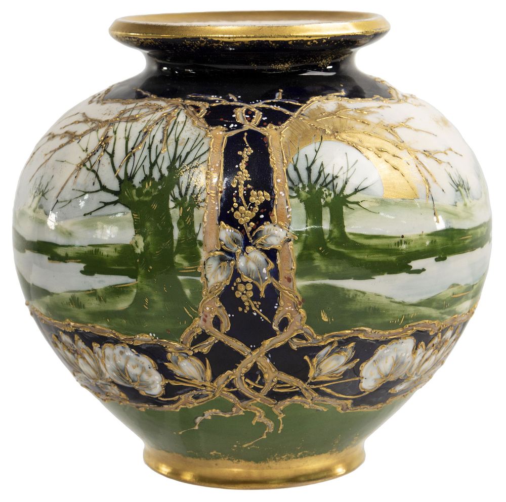 Lot 459: Turn Teplitz Amphora Pottery Vase