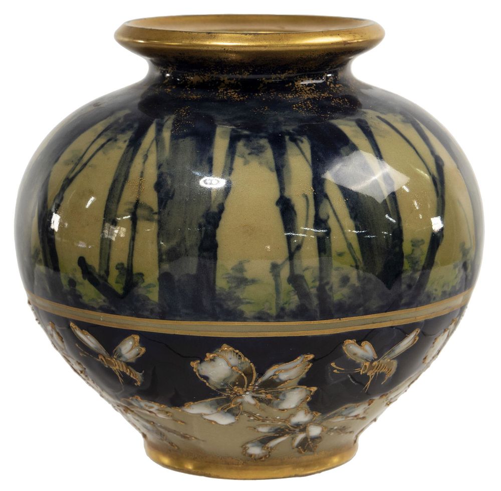 Lot 460: Turn Teplitz Amphora Pottery Vase