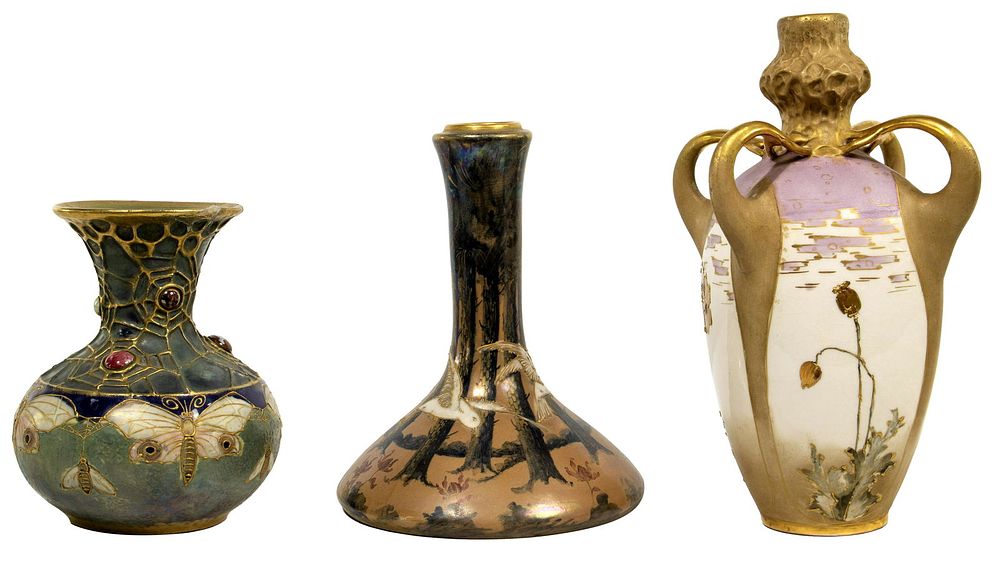 Lot 462: Turn Teplitz Amphora Pottery Vase Assortment