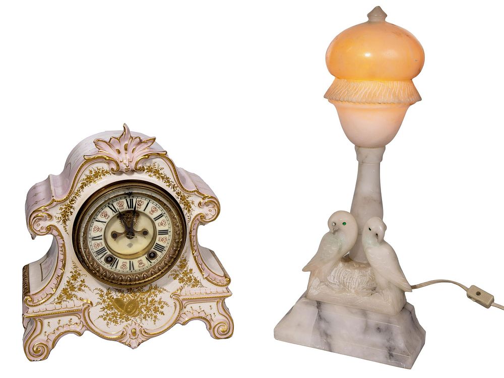 Lot 473: Italian Carved Stone Lamp
