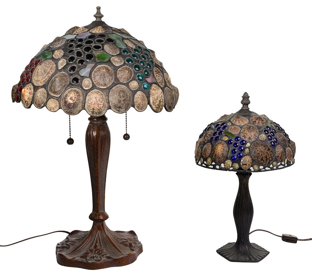 Lot 484: Art Nouveau Style Limpet Shade Lamps