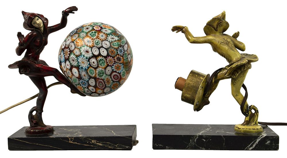 Lot 488: Gerdago for J B Hirsch Painted Metal Pixie Lamps