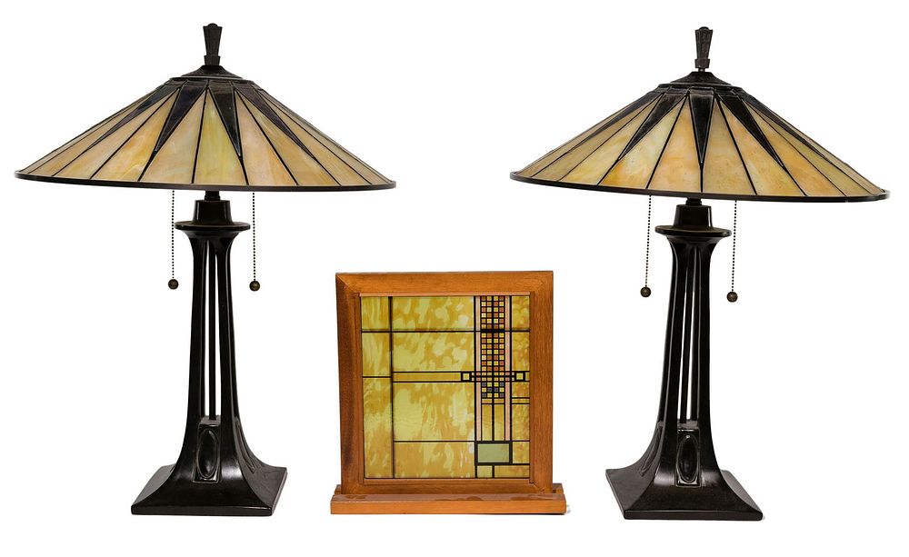 Lot 490: Quoizel Arts and Crafts Mission Style Table Lamps