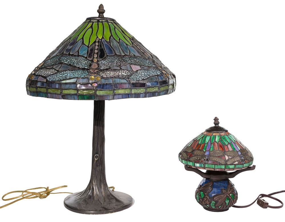 Lot 494: Tiffany-Style Replica Dragonfly Lamps