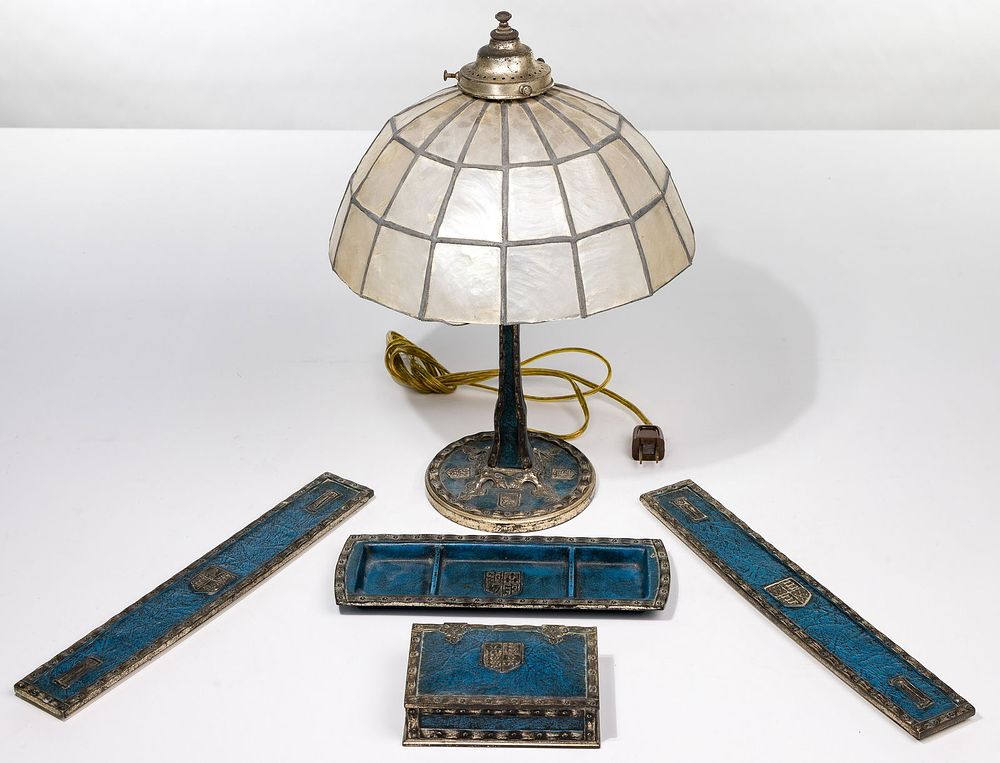 Lot 497: Tiffany Studios 'Heraldic' Desk Set