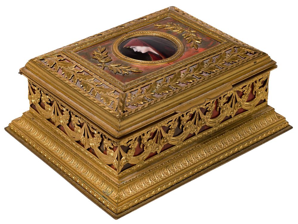 Lot 500: Brass and Enamel Trinket Box
