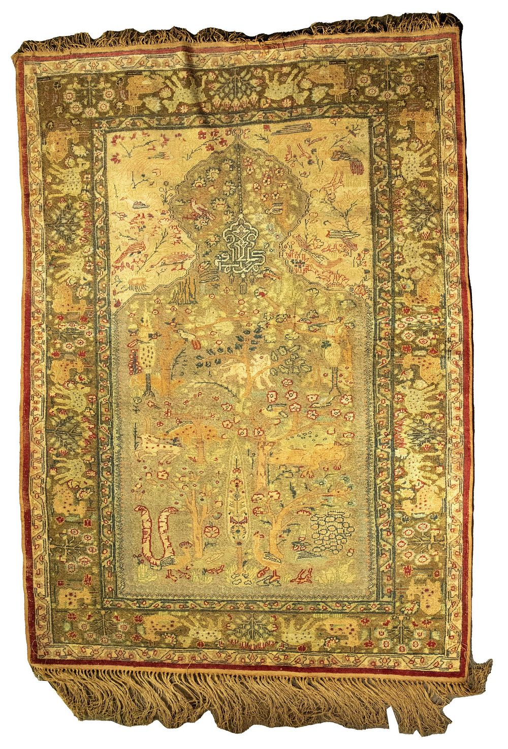 Lot 528: Woven Cotton and Metallic Tapestry