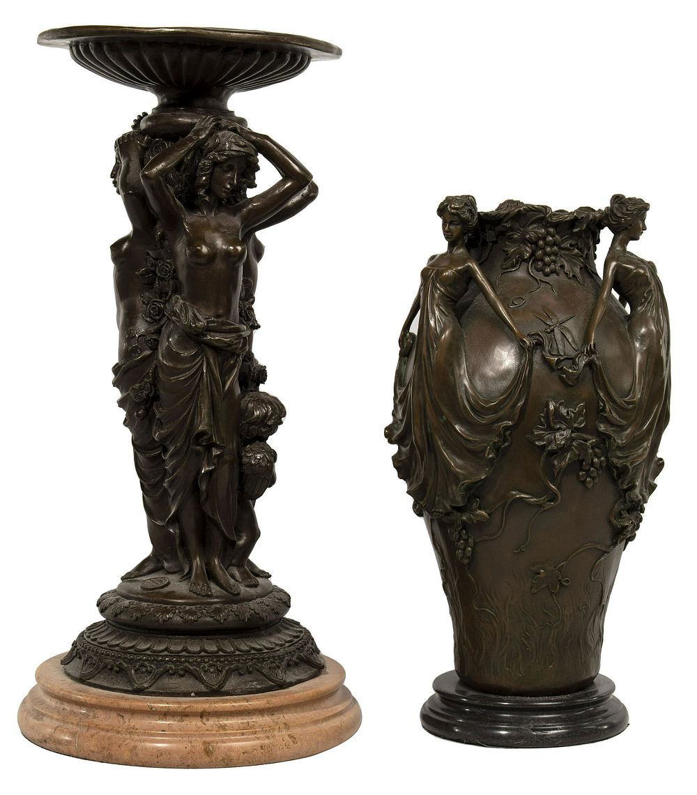 Lot 534: (After) A. Canova (French, 1757-1822) Bronze Tazza Centerpiece