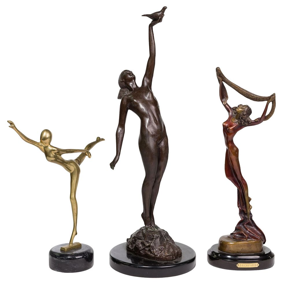 Lot 536: Art Deco Style Metal Sculpture Assortment