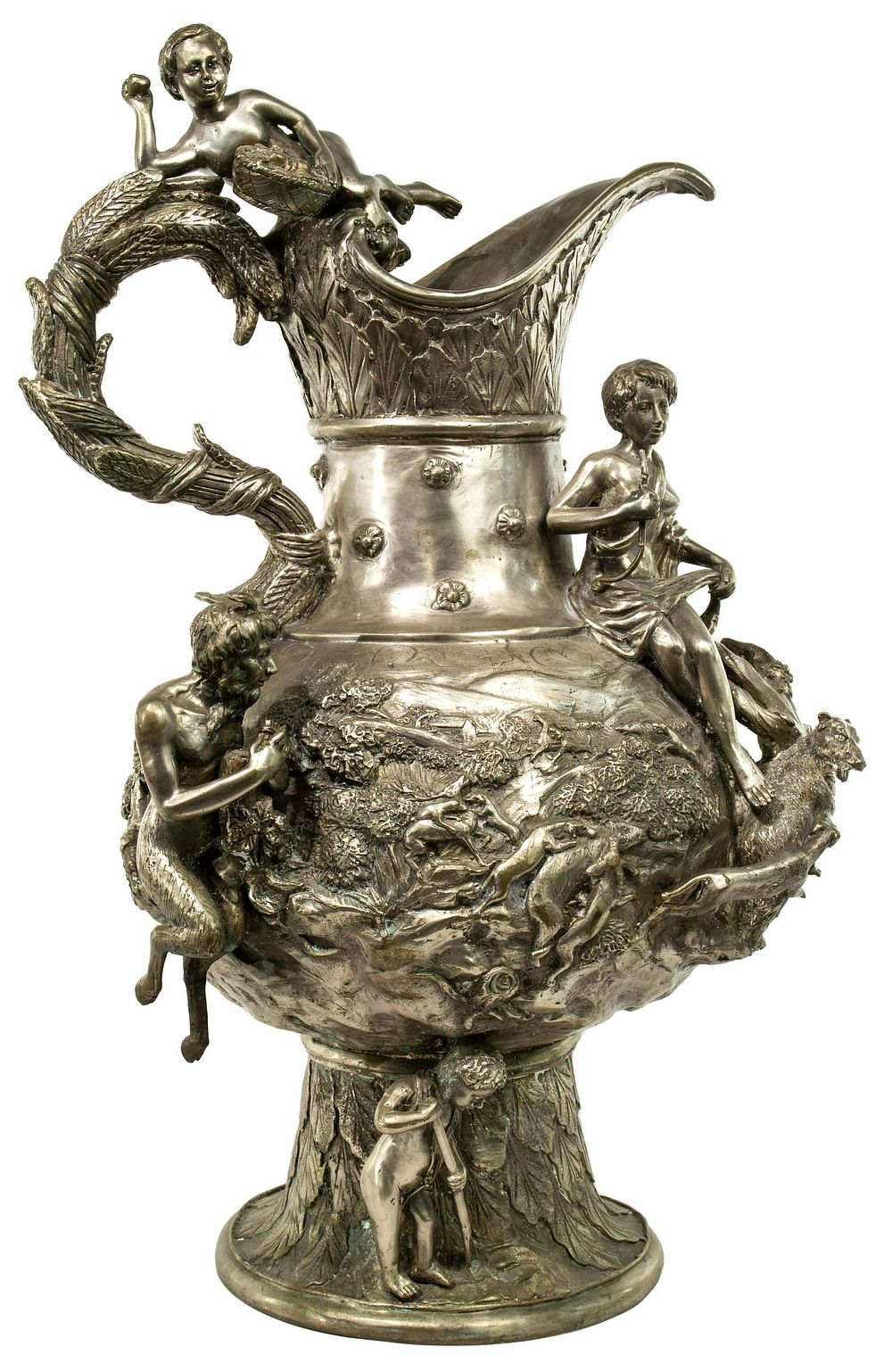 Lot 538: Pewter Figural Floor Vase