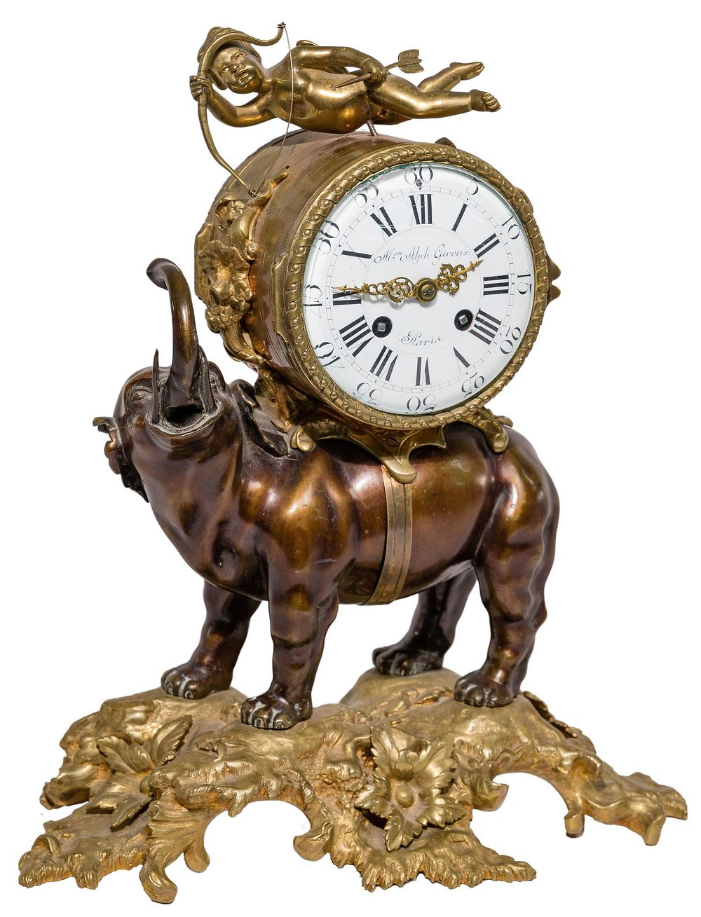 Lot 544: Alphonse Giroux Bronze Elephant Clock