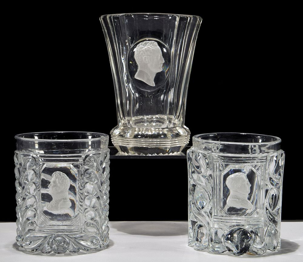 Lot 575: (Attributed to) Baccarat Sulphide Glass Tumblers