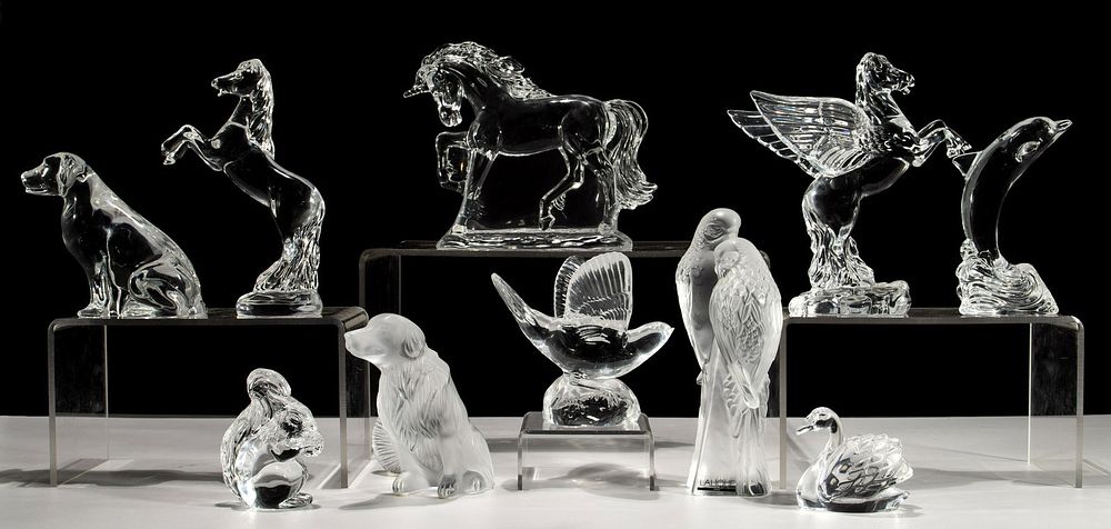 Lot 579: Lalique and Waterford Crystal Animal Assortment