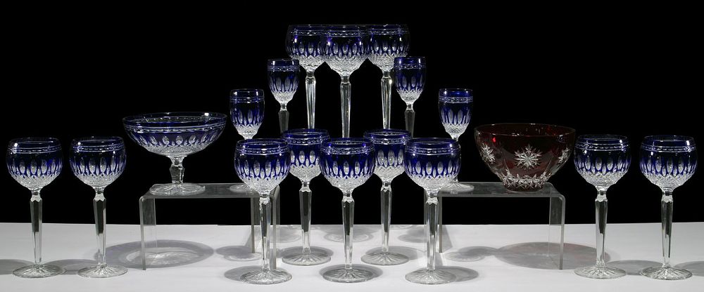 Lot 586: Waterford Crystal 'Claredon Cobalt' Stemware Collection