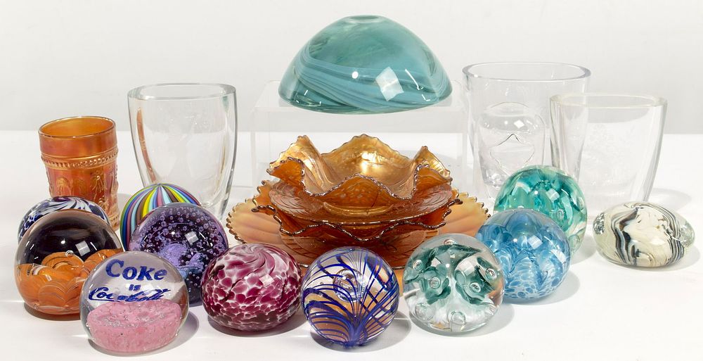 Lot 599: Paperweight and Glass Assortment