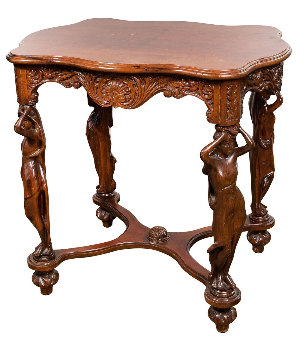 Lot 606: Victorian Carved Leg Figural Table