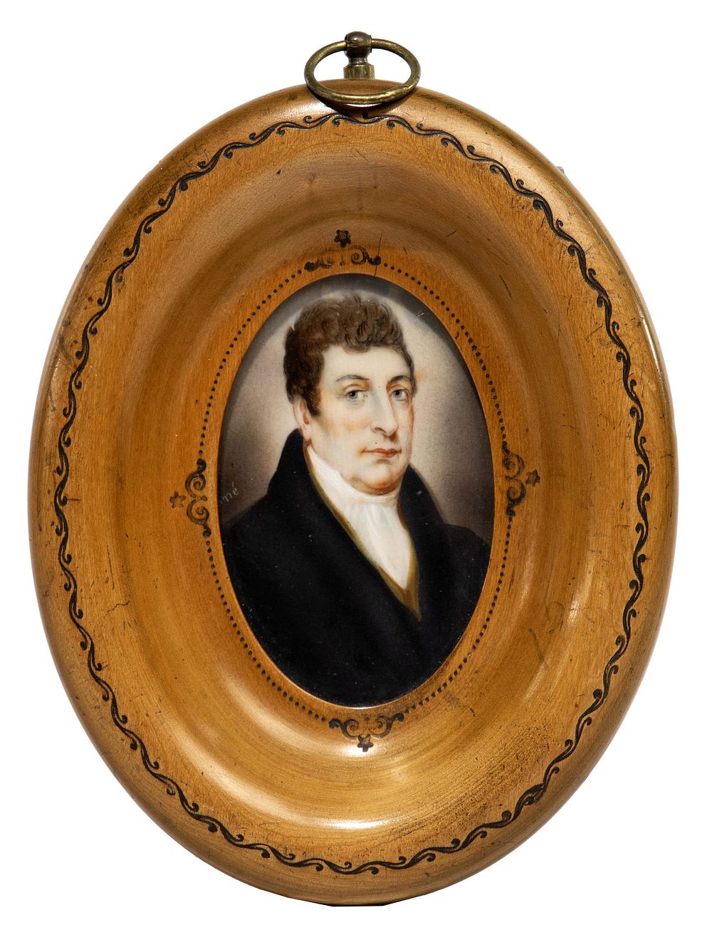 Lot 205: Miniature 'Lafayette' Watercolor Portrait