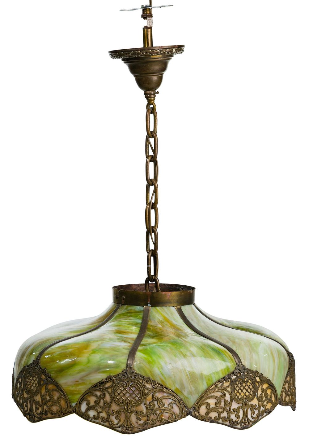 Lot 297: Victorian Style Slag Glass Pendant Light