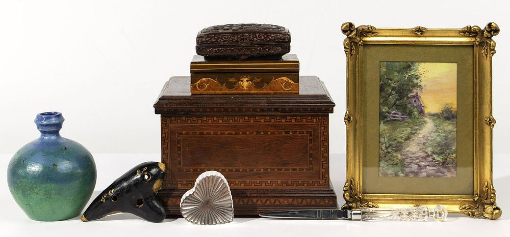 Lot 303: Trinket Box and Desk Accessory Assortment