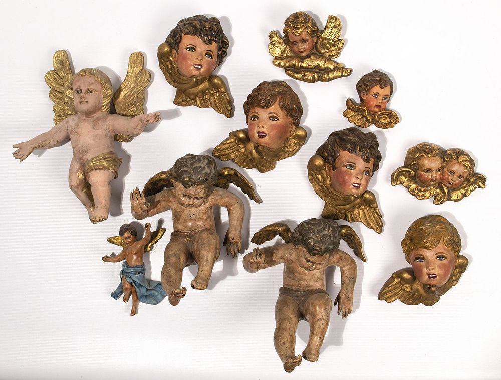 Lot 304: Wood and Plaster Cherub Assortment