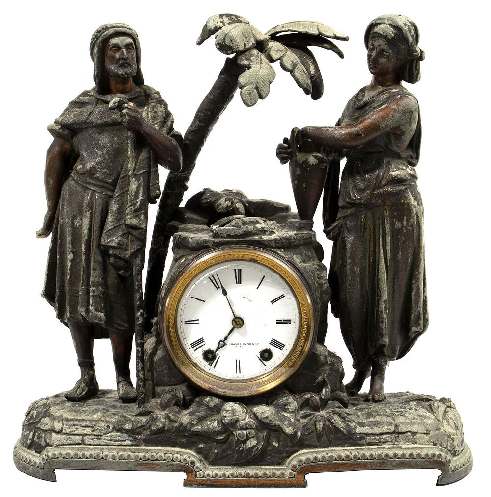 Lot 338: Seth Thomas Spelter Figural Mantel Clock