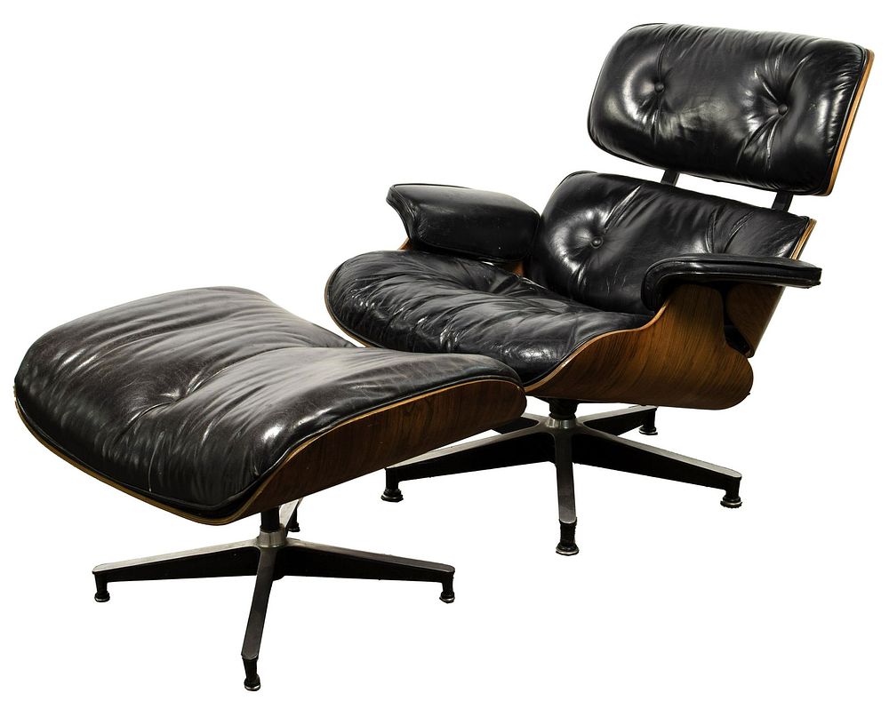 Lot 364: MCM Eames for Herman Miller Lounge Chair and Ottoman