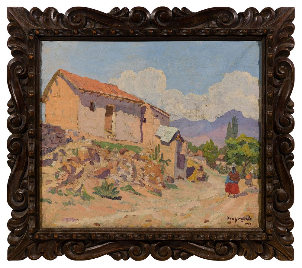 Lot 157: Victor Arze Gongora (Bolivian, 1916-2007) Oil on Burlap