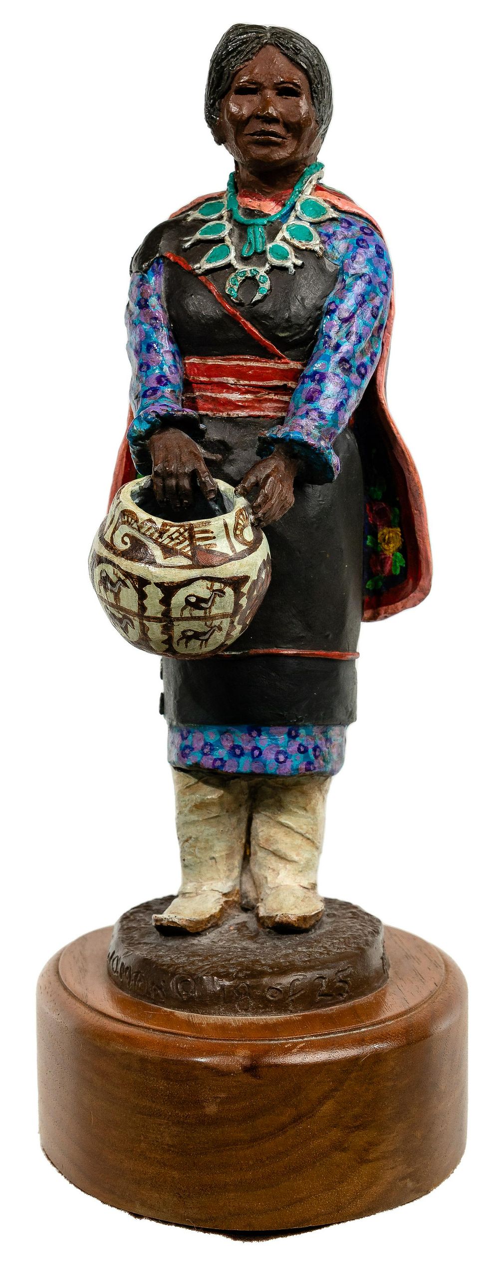 Lot 198: Pat Mathiesen (American, b.1934) 'Zuni Woman' Bronze